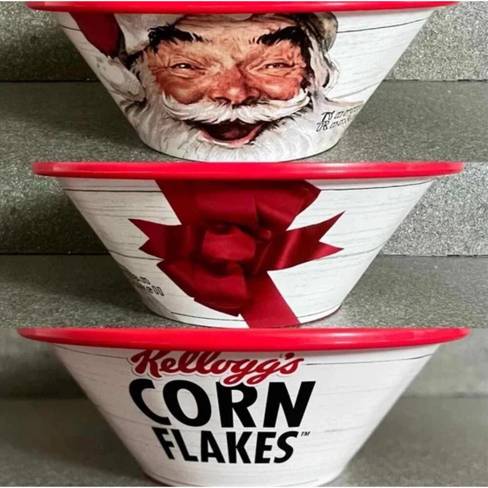 KELLOGG'S NORMAN ROCKWELL SANTA CLAUS CORN FLAKES CEREAL BOWL DATED‎  2023